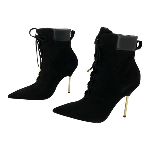 Good American Scandal Lace Up High Heel Booties Black Size 8 NWT $275 MSRP - Picture 5 of 8